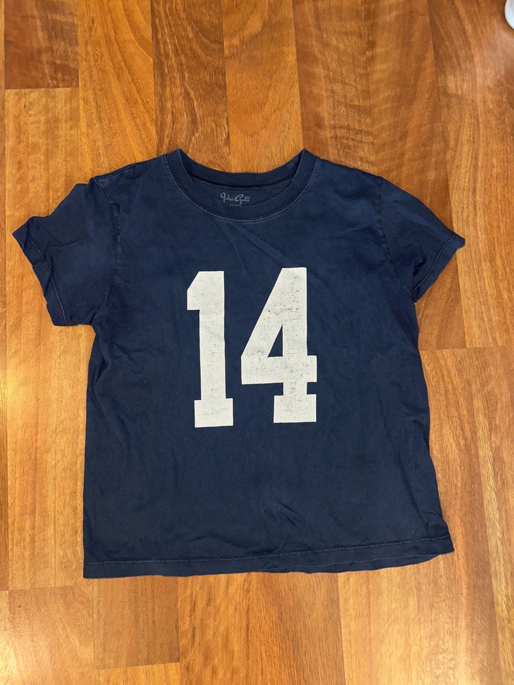 Brandy Melville Navy Tee with White '14' Graphic